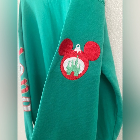 Disneyland Minnie Mouse Green Holiday Ornaments Pullover Top Sz Large Kids - Picture 6 of 9